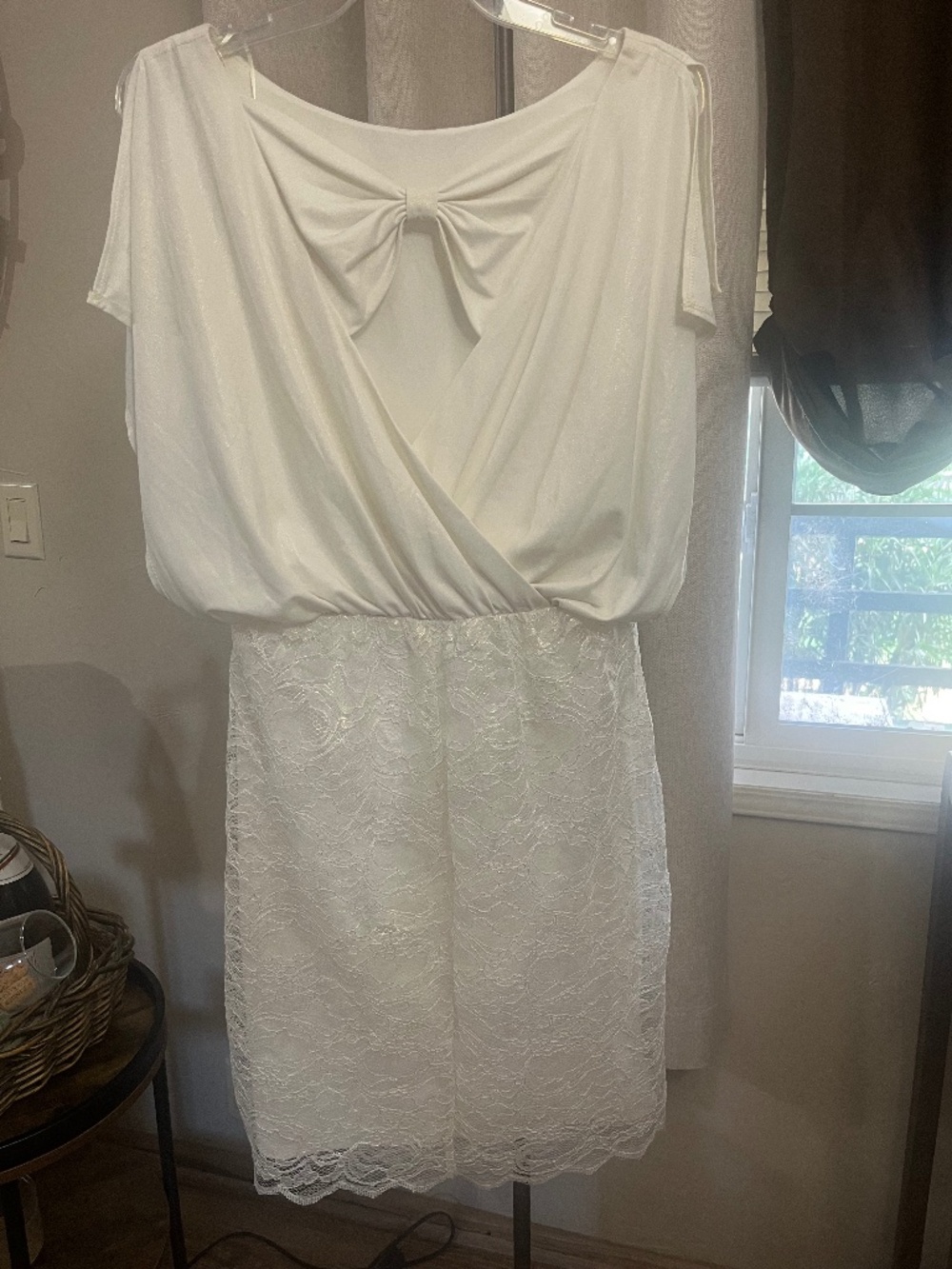 Sangria Super Cute Cream Dress with gold glimmer. NWT
